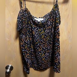 LOFT Navy Floral Spaghetti Strap Top